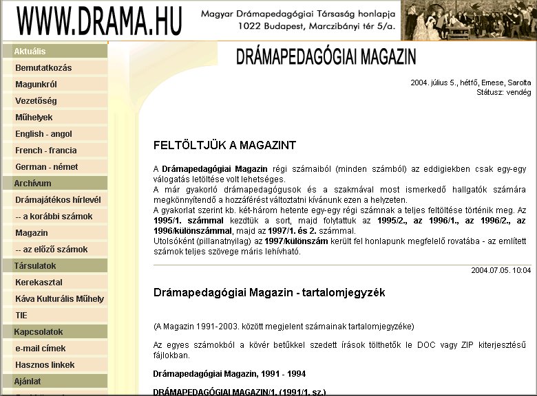 Dr�mapedag�giai Magazin 2004.07.05.