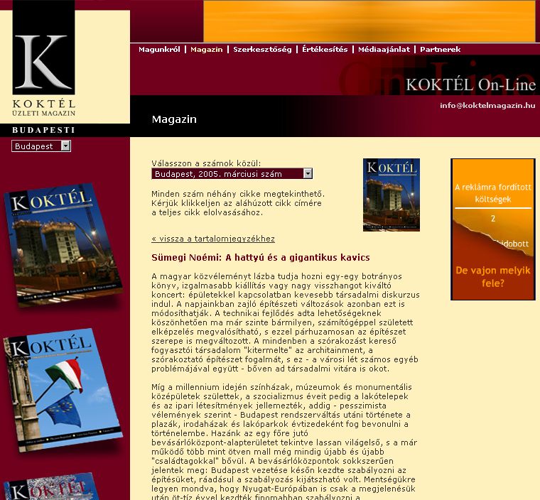 Kokt�l �zleti magazin, Budapesti, 2006-06-07