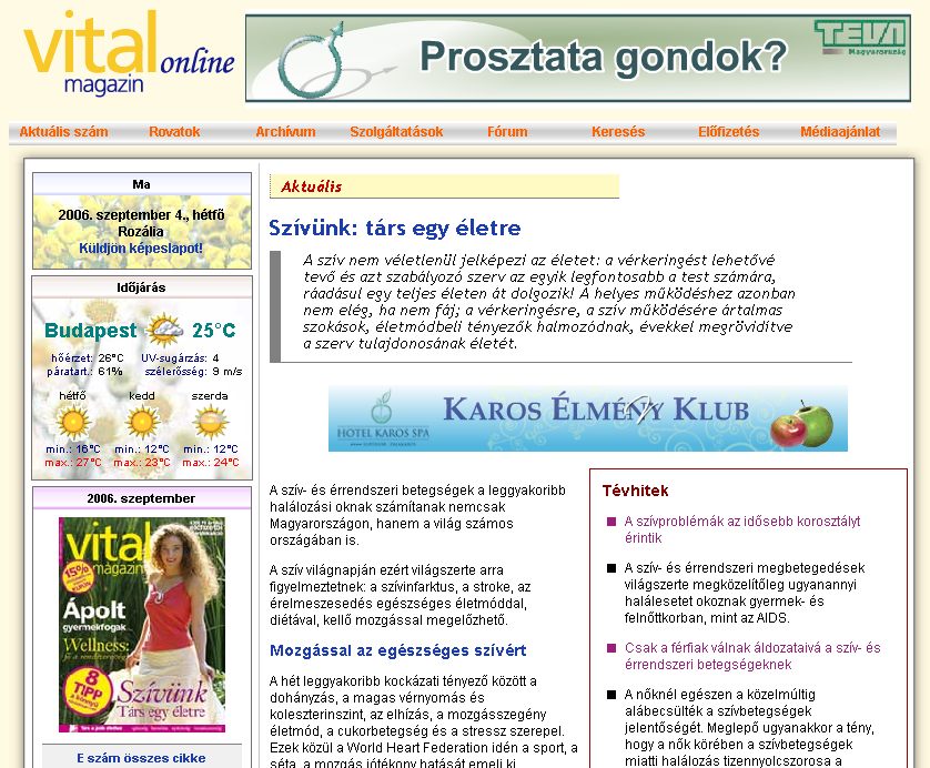Vital online magazin, 2006-09-04