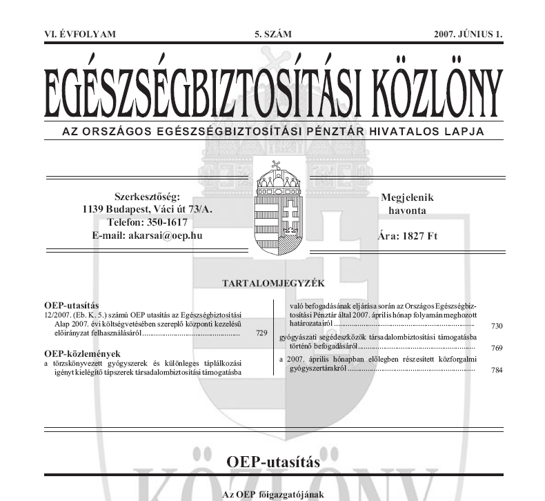 Eg�szs�gbiztos�t�si K�zl�ny 2007.06.15.