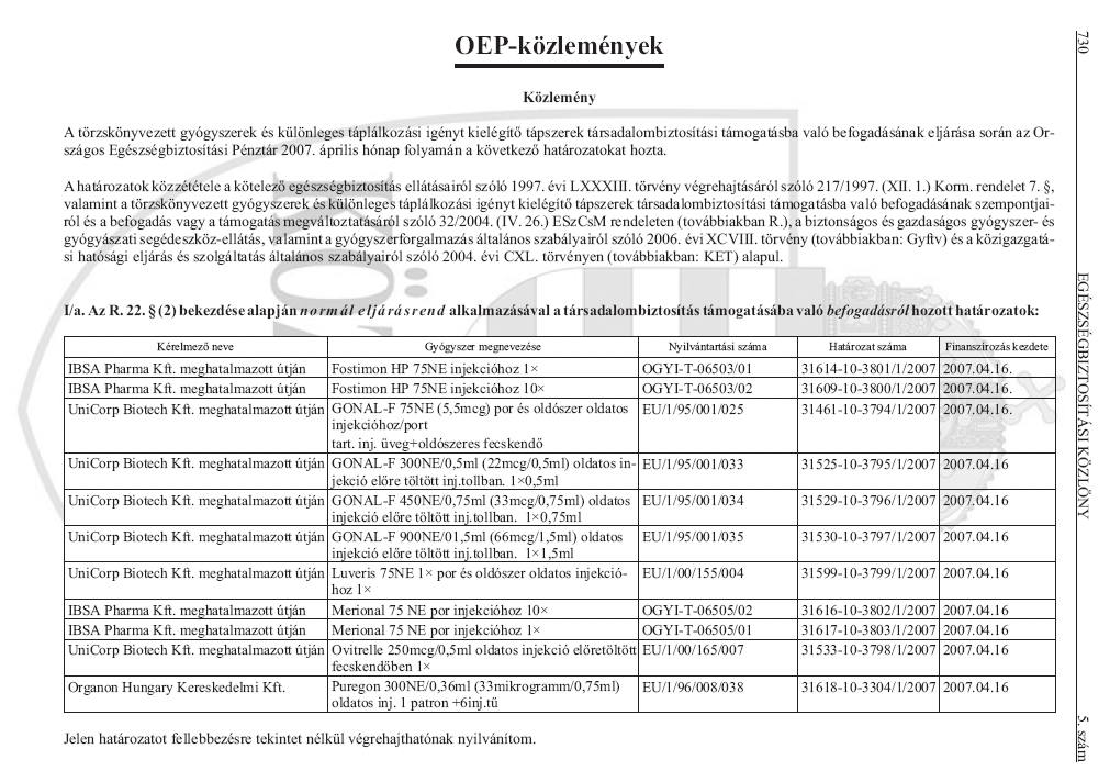 Eg�szs�gbiztos�t�si K�zl�ny 2007.06.15.