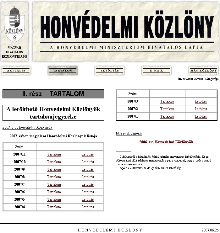 Honv�delmi K�zl�ny 2007.06.26.