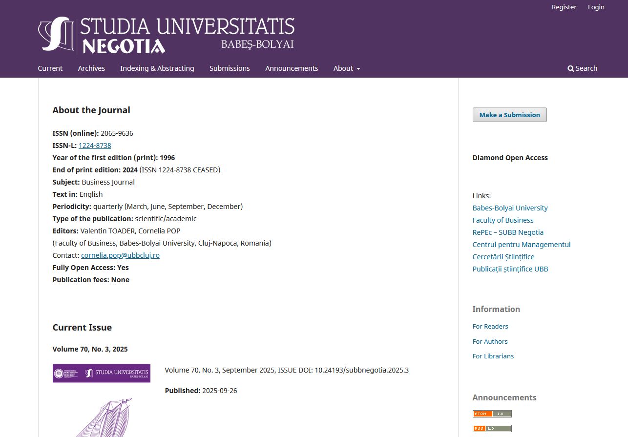 Studia Universitatis Babe�-Bolyai. Negotia 2025.10.30.