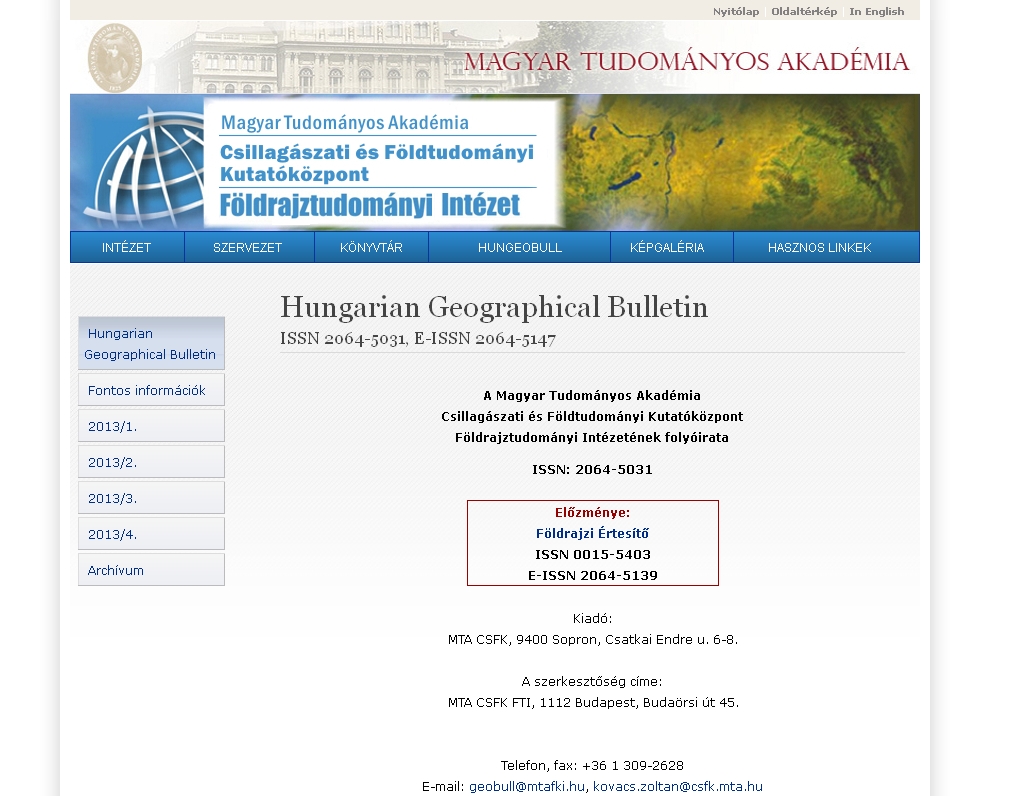 Hungarian geographical bulletin 2014.03.27.