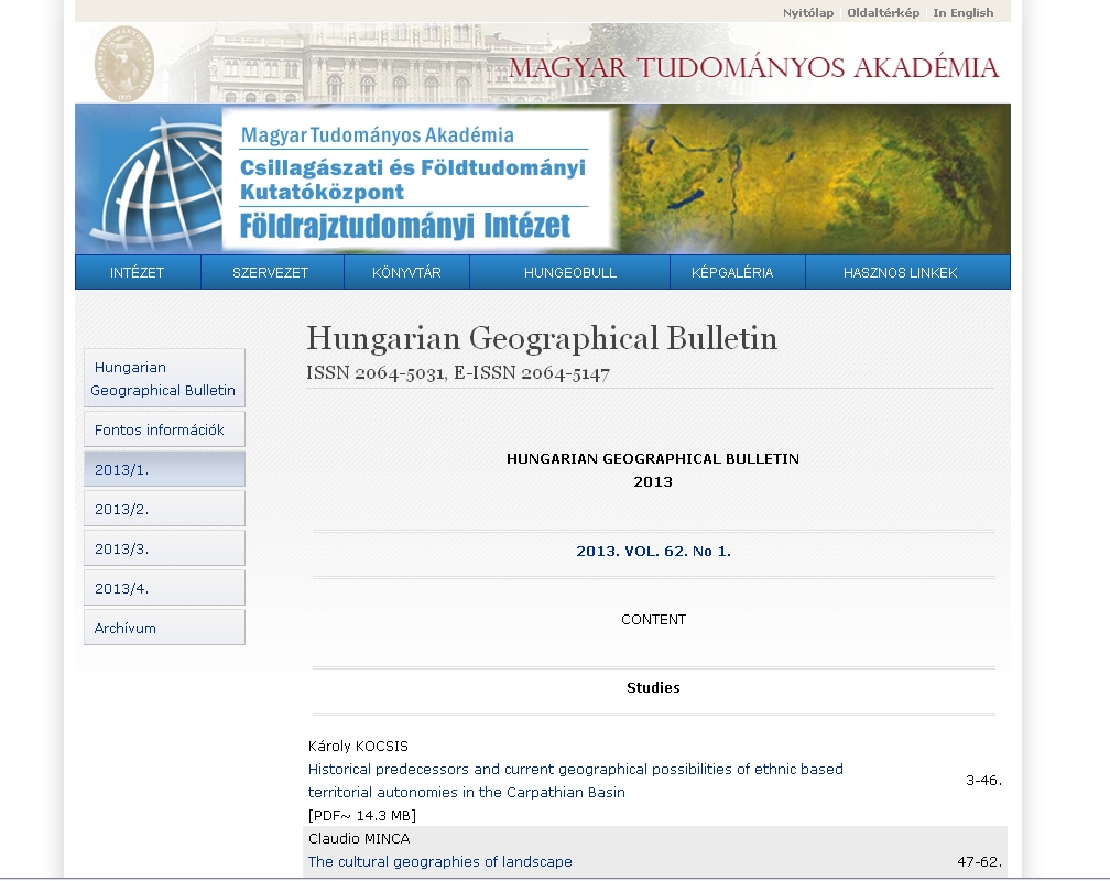 Hungarian geographical bulletin 2014.03.27.