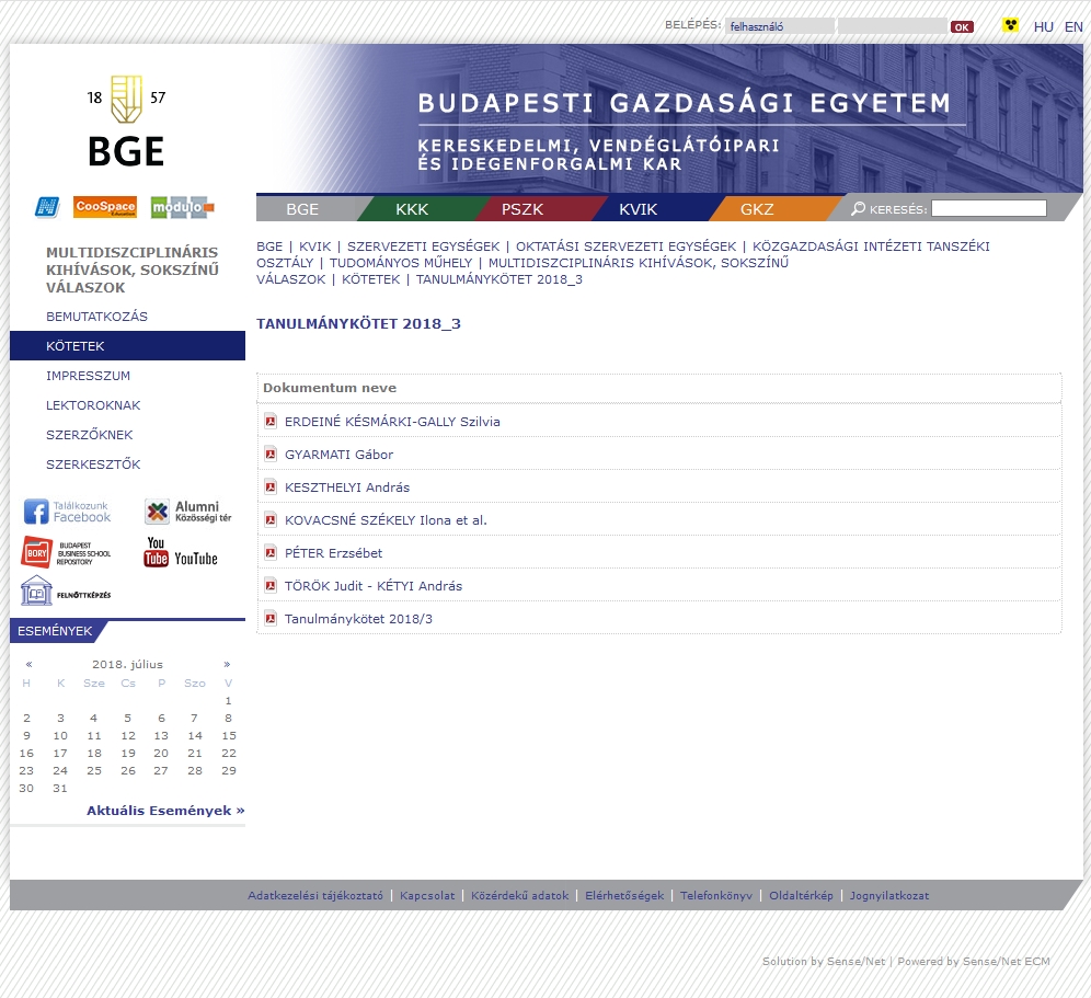 Multidiszciplin�ris kih�v�sok, soksz�n� v�laszok 2018.07.10.