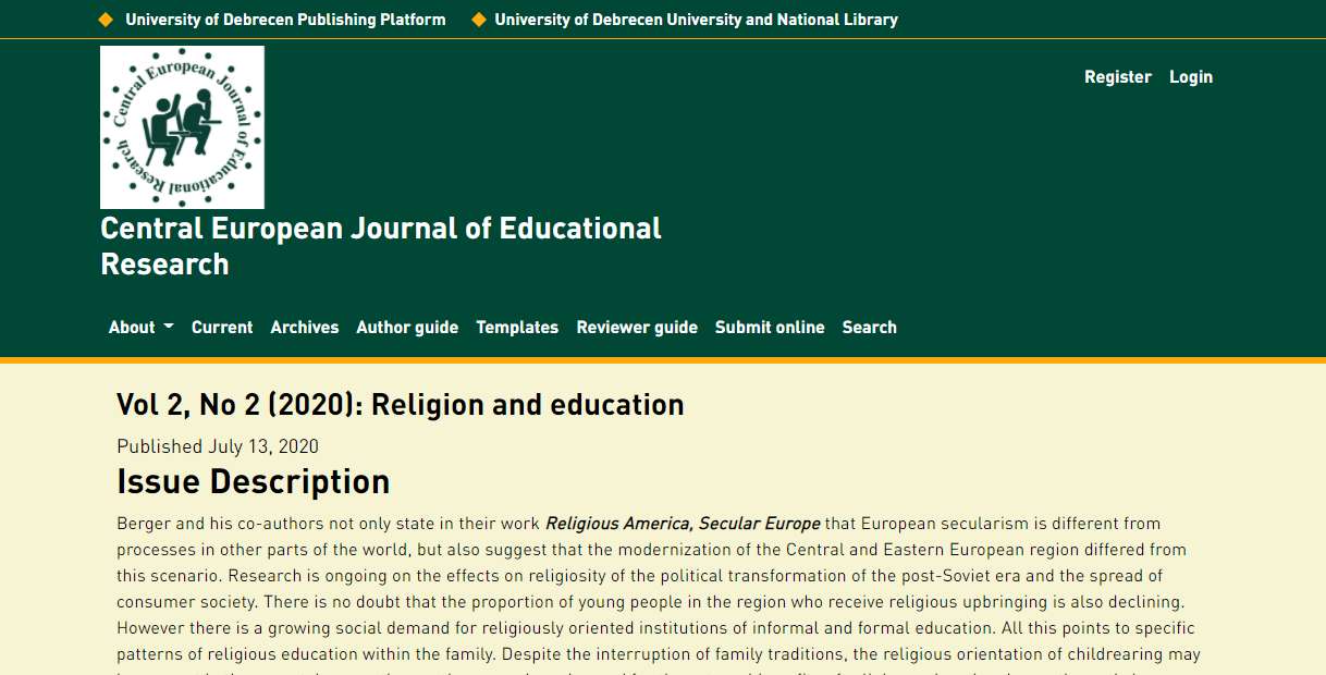 Central European Journal of Educational Research 2020.09.22.