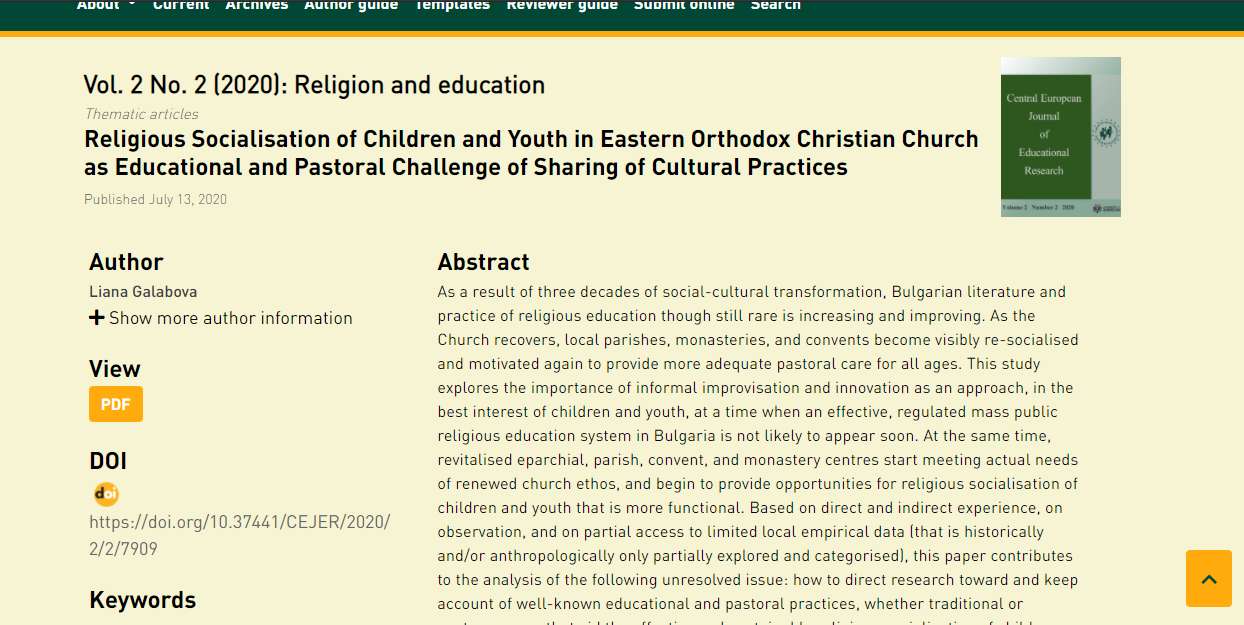 Central European Journal of Educational Research 2020.09.22.