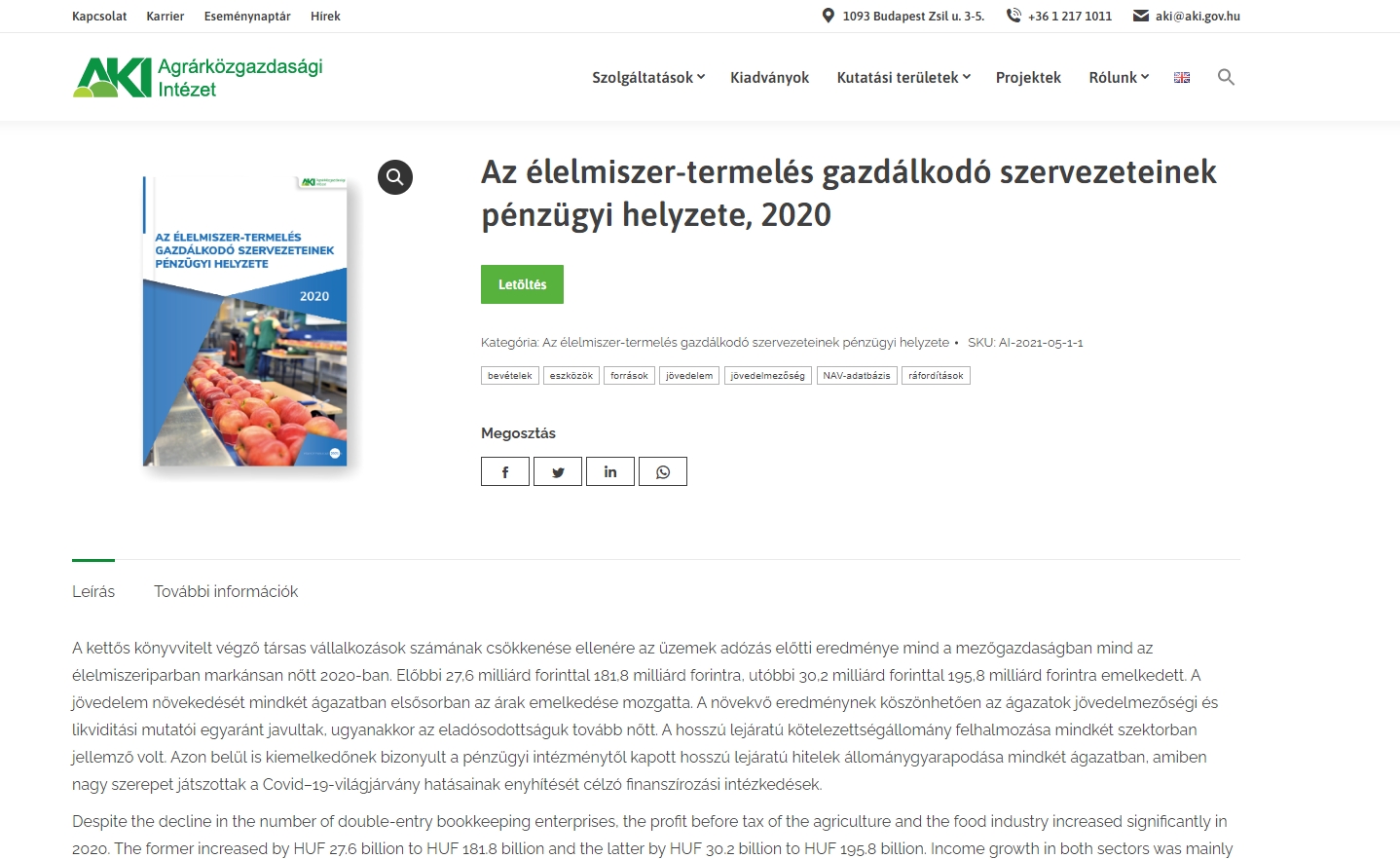 Az �lelmiszer-termel�s gazd�lkod� szervezeteinek p�nz�gyi helyzete 2022.04.04.