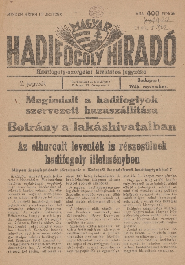 Magyar hadifogoly h�rad� 2022.09.22.
