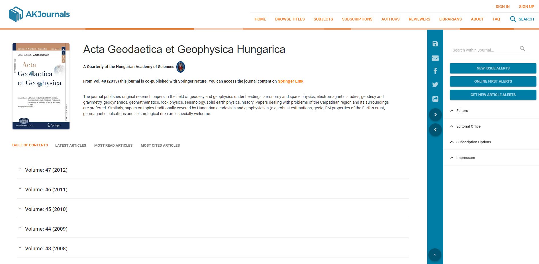 Acta Geodaetica et Geophysica Hungarica 2023.03.03.